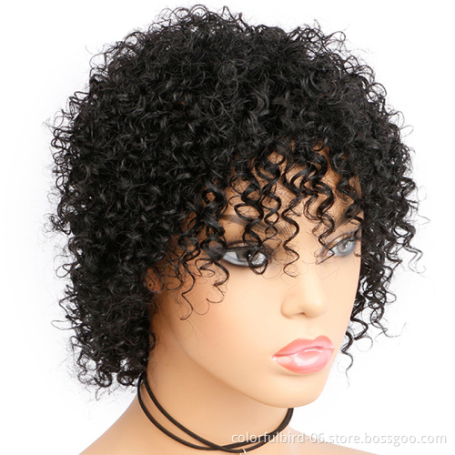 Fast Shipping Short Afro Wig For Men Women non lace short human hair wigs Black Natural short afro kinky curly wig